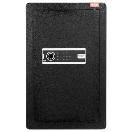 Single Door 3.5 cu.ft Safe Box with Key Lock & Password, Safe Lock Box with Fireproof Bag, Key Rack, LED Light, and 2 Shelves for Money, Documents, Jewelry, and Valuables, Black.