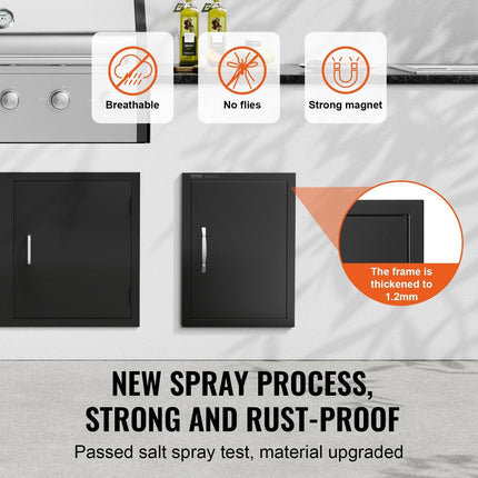 BBQ Access Door, 415x570 mm Single Outdoor Kitchen Door, Cold Plate Flush Mount Door, Wall Vertical Door with Handle, for BBQ Island, Grilling Station, Outside Cabinet.