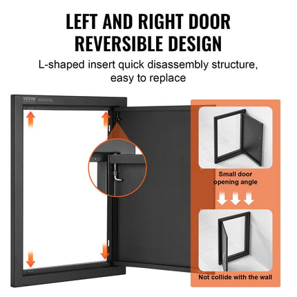 BBQ Access Door, 415x570 mm Single Outdoor Kitchen Door, Cold Plate Flush Mount Door, Wall Vertical Door with Handle, for BBQ Island, Grilling Station, Outside Cabinet.