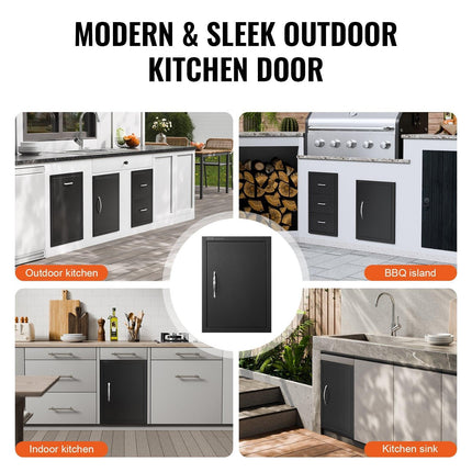 BBQ Access Door, 415x570 mm Single Outdoor Kitchen Door, Cold Plate Flush Mount Door, Wall Vertical Door with Handle, for BBQ Island, Grilling Station, Outside Cabinet.