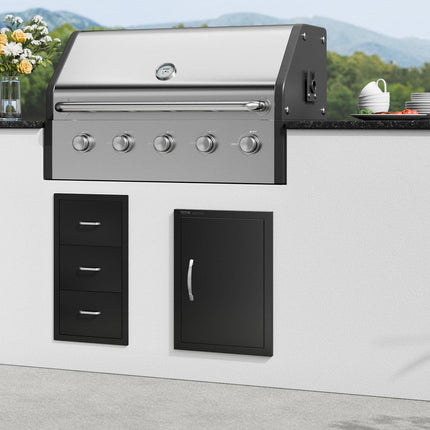 BBQ Access Door, 415x570 mm Single Outdoor Kitchen Door, Cold Plate Flush Mount Door, Wall Vertical Door with Handle, for BBQ Island, Grilling Station, Outside Cabinet.
