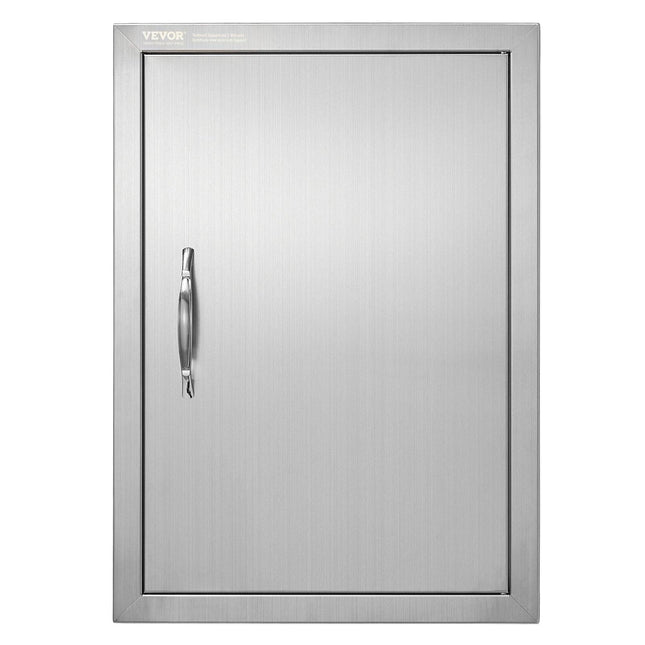 BBQ Access Door, 432x610 mm Single Outdoor Kitchen Door, Stainless Steel Flush Mount Door, Wall Vertical Door with Handle, for BBQ Island, Grilling Station, Outside Cabinet.