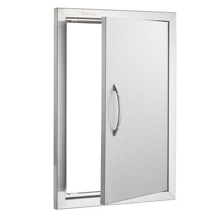 BBQ Access Door, 432x610 mm Single Outdoor Kitchen Door, Stainless Steel Flush Mount Door, Wall Vertical Door with Handle, for BBQ Island, Grilling Station, Outside Cabinet.