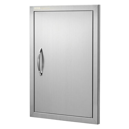 BBQ Access Door, 432x610 mm Single Outdoor Kitchen Door, Stainless Steel Flush Mount Door, Wall Vertical Door with Handle, for BBQ Island, Grilling Station, Outside Cabinet.