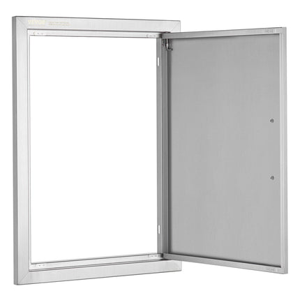 BBQ Access Door, 432x610 mm Single Outdoor Kitchen Door, Stainless Steel Flush Mount Door, Wall Vertical Door with Handle, for BBQ Island, Grilling Station, Outside Cabinet.