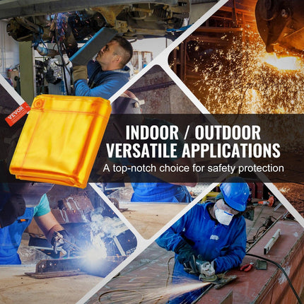 Welding Screen with Frame, 6' x 6' Welding Curtain Screen, Flame-Resistant Vinyl Welding Protection Screen on 4 Swivel Wheel (2 Lockable), Moveable & Professional for Workshop/Industrial, Yellow.