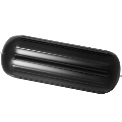 Boat Fenders, 10" x 28" Ribbed Fender, 4 Pack Boat Bumpers, Hole Through Middle Ribbed Inflatable Boat Fender with 4 Ropes, for Pontoon Boat Sailboat, Ski Boat, Black.