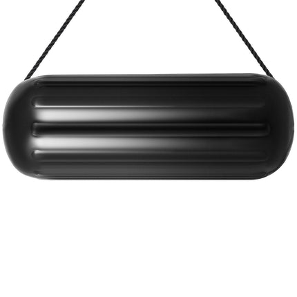 Boat Fenders, 10" x 28" Ribbed Fender, 4 Pack Boat Bumpers, Hole Through Middle Ribbed Inflatable Boat Fender with 4 Ropes, for Pontoon Boat Sailboat, Ski Boat, Black.