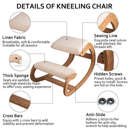 Ergonomic Kneeling Chair Heavy Duty Better Posture Kneeling Stool Office Chair Home for Body Shaping Relieveing Stress Meditation Desk Computer Kneeling Stool Chair.