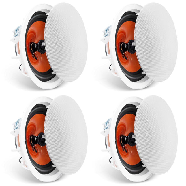 4 PCs 203.2 mm in Ceiling Speakers, 100-Watts, Flush Mount Ceiling & in-Wall Speakers System with 8ΩImpedance 89dB Sensitivity, for Home Kitchen Living Room Bedroom or Covered Outdoor Porches.
