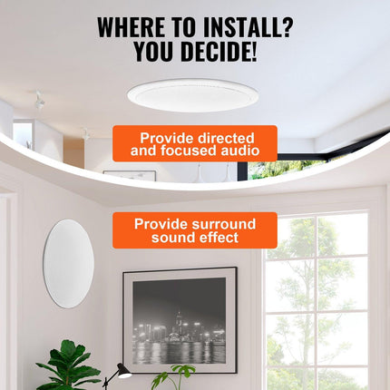4 PCs 203.2 mm in Ceiling Speakers, 100-Watts, Flush Mount Ceiling & in-Wall Speakers System with 8ΩImpedance 89dB Sensitivity, for Home Kitchen Living Room Bedroom or Covered Outdoor Porches.