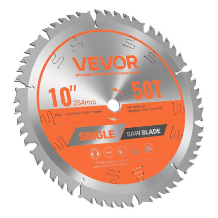 Circular Saw Blade, 254 mm Diameter, 50 Sharp Alloy Teeth, 15.875 mm Arbor, Fine Finish, Wood Cutting Blade for Circular Saw, with Noise-Reducing Heat Vents, for Cutting Plywood, OSB, Hardwood.
