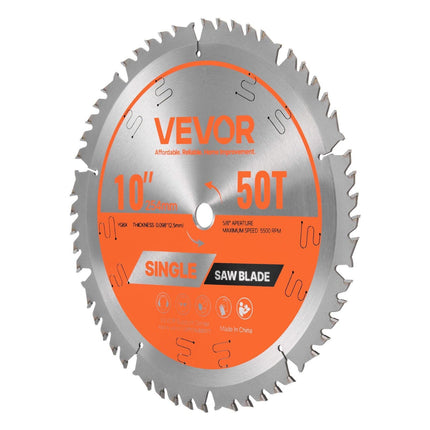 Circular Saw Blade, 254 mm Diameter, 50 Sharp Alloy Teeth, 15.875 mm Arbor, Fine Finish, Wood Cutting Blade for Circular Saw, with Noise-Reducing Heat Vents, for Cutting Plywood, OSB, Hardwood.
