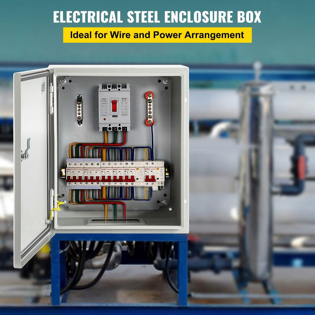 NEMA Steel Enclosure, 25 x 20 x 15 cm NEMA 4X Steel Electrical Box, IP66 Waterproof & Dustproof, Outdoor/Indoor Electrical Junction Box, with Mounting Plate.