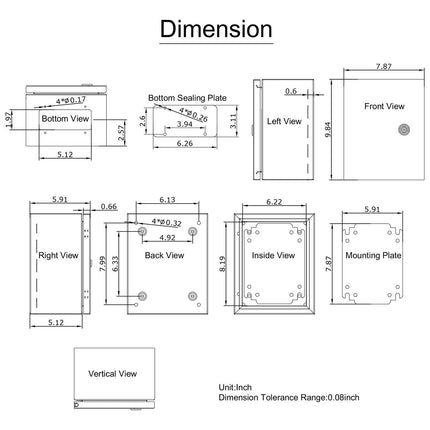 NEMA Steel Enclosure, 25 x 20 x 15 cm NEMA 4X Steel Electrical Box, IP66 Waterproof & Dustproof, Outdoor/Indoor Electrical Junction Box, with Mounting Plate.