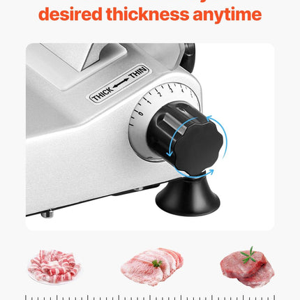 Meat Slicer 180W 250 mm Electric Deli Food Slicer for Meat Bread Cheese.