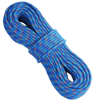 VEVOR 10.2mm Dynamic Climbing Rope, 60M(197ft) Outdoor Rock Climbing Rope 25KN Breaking Tension, Stretchable Fiber Rope with Steel Snap Hooks for Escape, Rappelling, Fire Rescue, Blue.