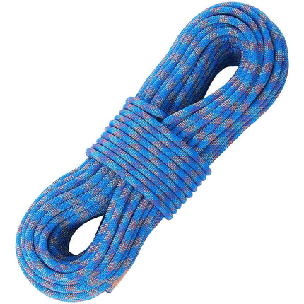 10.2mm Dynamic Climbing Rope, 70M(230ft) Outdoor Rock Climbing Rope 25KN Breaking Tension, Stretchable Fiber Rope with Steel Snap Hooks for Escape, Rappelling, Fire Rescue, Blue.