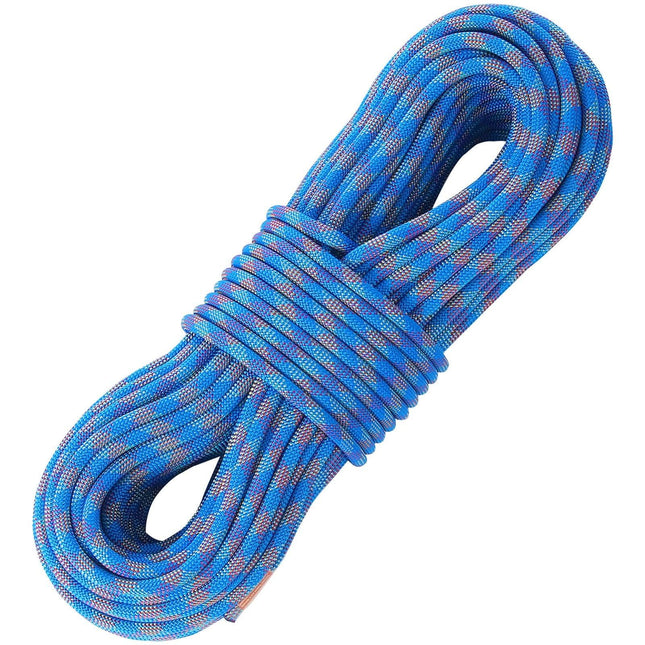 10.2mm Dynamic Climbing Rope, 70M(230ft) Outdoor Rock Climbing Rope 25KN Breaking Tension, Stretchable Fiber Rope with Steel Snap Hooks for Escape, Rappelling, Fire Rescue, Blue.