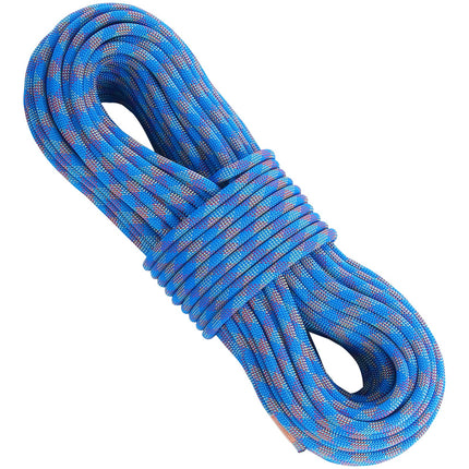 10.2mm Dynamic Climbing Rope, 70M(230ft) Outdoor Rock Climbing Rope 25KN Breaking Tension, Stretchable Fiber Rope with Steel Snap Hooks for Escape, Rappelling, Fire Rescue, Blue.