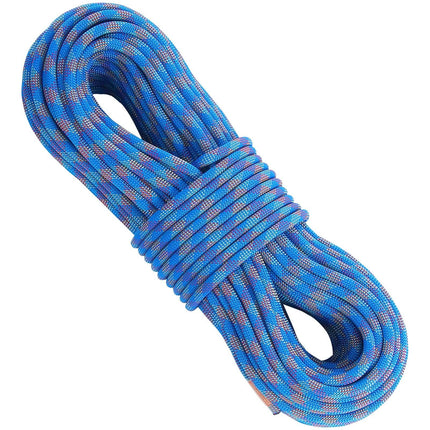 10.2mm Dynamic Climbing Rope, 70M(230ft) Outdoor Rock Climbing Rope 25KN Breaking Tension, Stretchable Fiber Rope with Steel Snap Hooks for Escape, Rappelling, Fire Rescue, Blue.