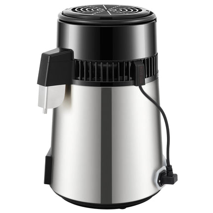 4L Water Distiller Distilled Water Maker 1 L/H w/ Timing Dual-Temp Silver.