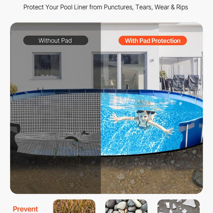 Oval Pool Liner Pad, 15 x 30 ft Pool Liner Pad for Above Ground Swimming Pools, Extra-Thick Pool Mat, Prevents Punctures, Recycled Geotextile Material Underlayment Pad, Extend Liner Life.