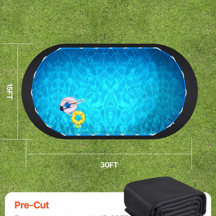 Oval Pool Liner Pad, 15 x 30 ft Pool Liner Pad for Above Ground Swimming Pools, Extra-Thick Pool Mat, Prevents Punctures, Recycled Geotextile Material Underlayment Pad, Extend Liner Life.