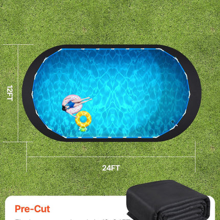 Oval Pool Liner Pad, 12 x 24 ft Pool Liner Pad for Above Ground Swimming Pools, Extra-Thick Pool Mat, Prevents Punctures, Recycled Geotextile Material Underlayment Pad, Extend Liner Life.