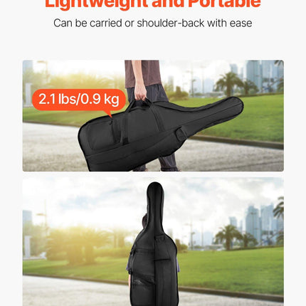 4/4 Full Size Cello Case, Nylon Waterproof, Lightweight Portable Travel Carrying Bag, with Reinforced Handle, Dual Shoulder Straps, Anti-Scratch, Professional Cello-Shape, for Cello, Black.