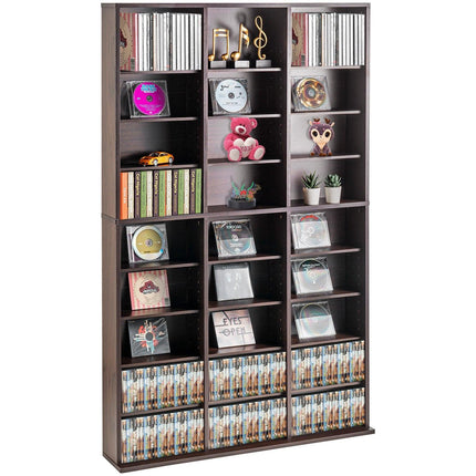 Media Storage Cabinet, 9-layer DVD Shelf Holds up to 756 CDs, Adjustable CD Shelves 27 Compartments, Protects & Organizes Music, Movie, Video Games or Memorabilia Collections, Espresso.