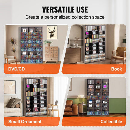 Media Storage Cabinet, 9-layer DVD Shelf Holds up to 756 CDs, Adjustable CD Shelves 27 Compartments, Protects & Organizes Music, Movie, Video Games or Memorabilia Collections, Espresso.