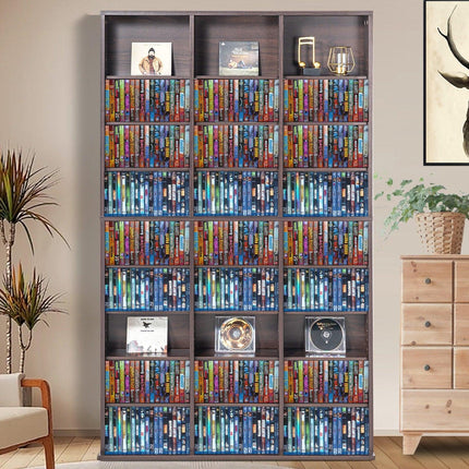 Media Storage Cabinet, 9-layer DVD Shelf Holds up to 756 CDs, Adjustable CD Shelves 27 Compartments, Protects & Organizes Music, Movie, Video Games or Memorabilia Collections, Espresso.