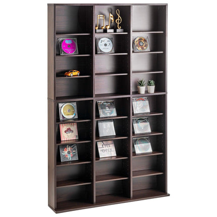 Media Storage Cabinet, 9-layer DVD Shelf Holds up to 756 CDs, Adjustable CD Shelves 27 Compartments, Protects & Organizes Music, Movie, Video Games or Memorabilia Collections, Espresso.