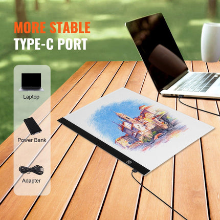 Light Board, B4 LED Light Pad Ultra-Thin Portable Light Box, USB Powered Light Table for Art Tracing, Light Box for Diamond Painting, Animation, Sketching, Drawing, Stenciling, Artists (Black).