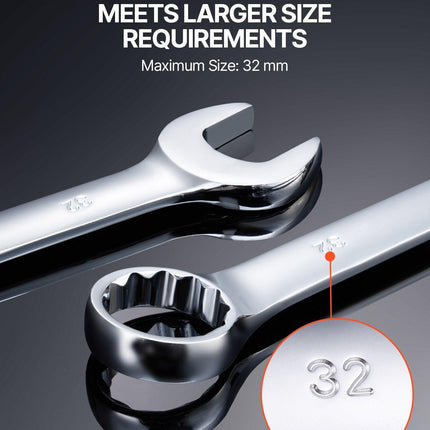 Combination Wrench Set 25-Piece Metric 6 mm to 32 mm with Roll-up Pouch.