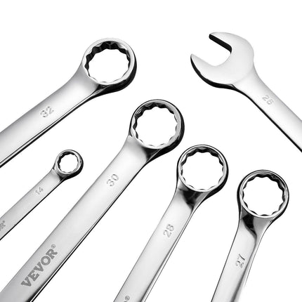 Combination Wrench Set 25-Piece Metric 6 mm to 32 mm with Roll-up Pouch.