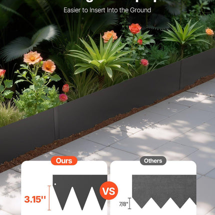 Steel Landscape Edging, 4 Packs 40 x 6 in Rust-Resistant Metal Landscape Edging, Bendable Garden Edging Border, Heavy Duty Lawn Edging, Easy-to-Install, Flower Bed Yard Pathway Divider Black.