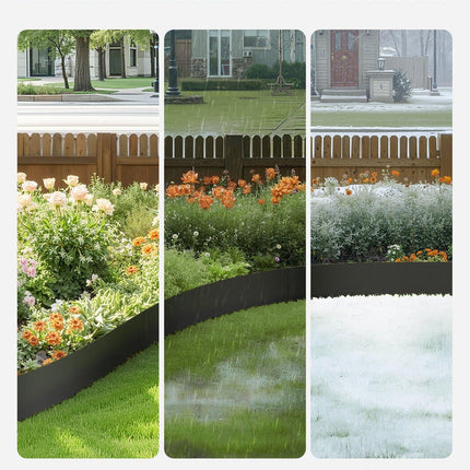 Steel Landscape Edging, 4 Packs 40 x 6 in Rust-Resistant Metal Landscape Edging, Bendable Garden Edging Border, Heavy Duty Lawn Edging, Easy-to-Install, Flower Bed Yard Pathway Divider Black.