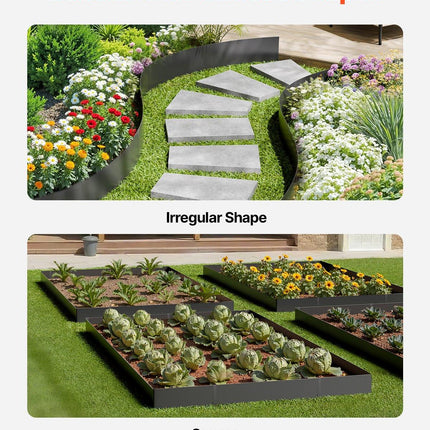 Steel Landscape Edging, 4 Packs 40 x 6 in Rust-Resistant Metal Landscape Edging, Bendable Garden Edging Border, Heavy Duty Lawn Edging, Easy-to-Install, Flower Bed Yard Pathway Divider Black.