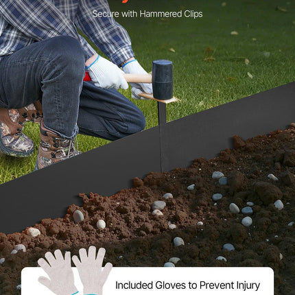 Steel Landscape Edging, 4 Packs 40 x 6 in Rust-Resistant Metal Landscape Edging, Bendable Garden Edging Border, Heavy Duty Lawn Edging, Easy-to-Install, Flower Bed Yard Pathway Divider Black.