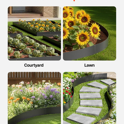 Steel Landscape Edging, 4 Packs 40 x 6 in Rust-Resistant Metal Landscape Edging, Bendable Garden Edging Border, Heavy Duty Lawn Edging, Easy-to-Install, Flower Bed Yard Pathway Divider Black.