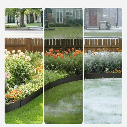 Steel Landscape Edging, 5 Packs 990 x 207 mm Rust-Resistant Metal Landscape Edging, Bendable Garden Edging Border, Heavy Duty Lawn Edging, Easy-to-Install, Flower Bed Yard Pathway Divider Black.
