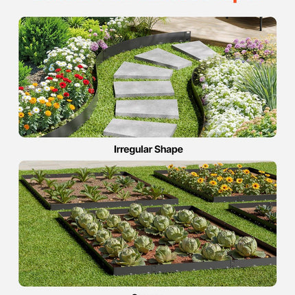 Steel Landscape Edging, 5 Packs 990 x 207 mm Rust-Resistant Metal Landscape Edging, Bendable Garden Edging Border, Heavy Duty Lawn Edging, Easy-to-Install, Flower Bed Yard Pathway Divider Black.