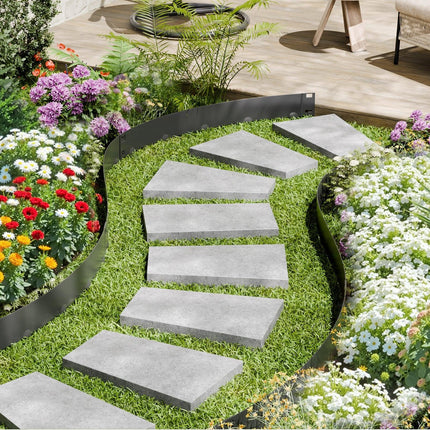 Steel Landscape Edging, 5 Packs 990 x 207 mm Rust-Resistant Metal Landscape Edging, Bendable Garden Edging Border, Heavy Duty Lawn Edging, Easy-to-Install, Flower Bed Yard Pathway Divider Black.