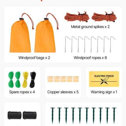 Electric Fence Netting, 0.88 x 49.98 m, PE Net Fencing with Posts & Double-Spiked Stakes, Utility Portable Mesh for Goats, Sheep, Lambs, Deer, Hogs, Dogs, Used in Backyards, Farms, and Ranches.