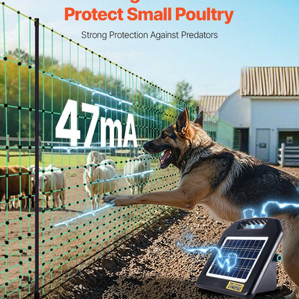 Electric Fence Netting, 0.88 x 49.98 m, PE Net Fencing with Posts & Double-Spiked Stakes, Utility Portable Mesh for Goats, Sheep, Lambs, Deer, Hogs, Dogs, Used in Backyards, Farms, and Ranches.