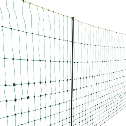 Electric Fence Netting, 0.88 x 49.98 m, PE Net Fencing with Posts & Double-Spiked Stakes, Utility Portable Mesh for Goats, Sheep, Lambs, Deer, Hogs, Dogs, Used in Backyards, Farms, and Ranches.