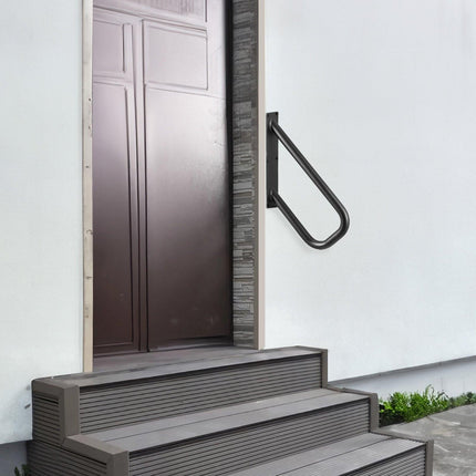 Handrails for Outdoor Steps, 18.9" Length 1.3"Pipe Wall Mount Safety Railings for 1-2 Steps, Stair Handrail with Matte Black Finished,for Garden,Yard and Garage & Elderly,Pregnant Women, Disable.
