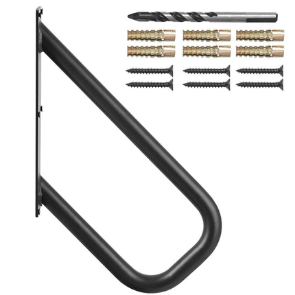 Handrails for Outdoor Steps, 18.9" Length 1.3"Pipe Wall Mount Safety Railings for 1-2 Steps, Stair Handrail with Matte Black Finished,for Garden,Yard and Garage & Elderly,Pregnant Women, Disable.